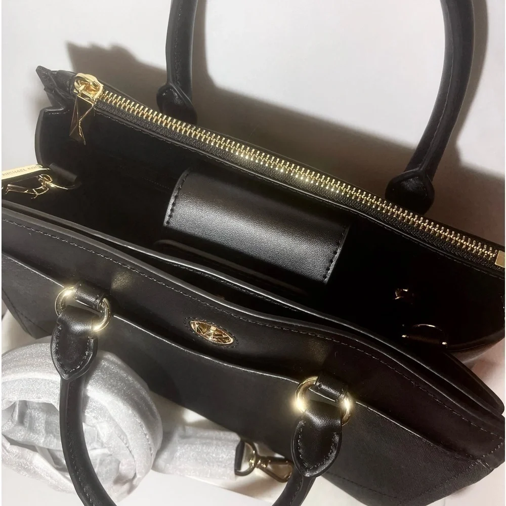 MICHAEL KORS‎ Everly Black Medium Saffiano Leather Satchel. NWT